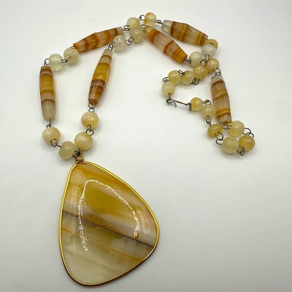 22" Vintage 1970s "mexican onyx" stone necklace!